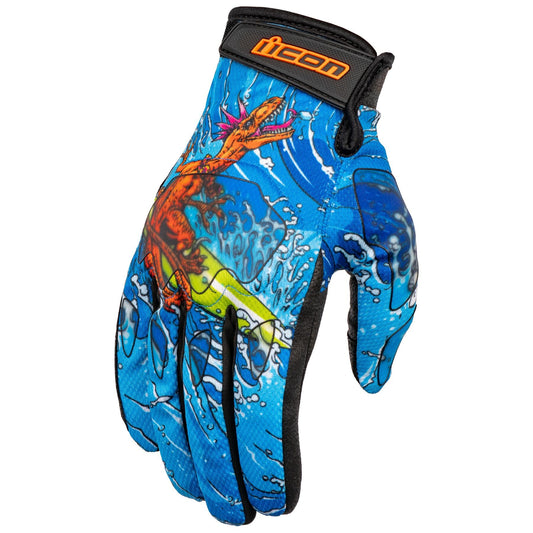 GUANTES ICON HOOLIGAN DINO FURY AZUL