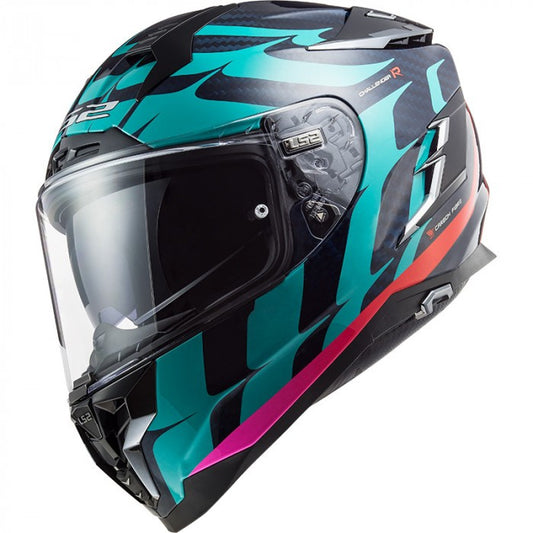 CASCO LS2 CHALLENGER C FLAMES AZUL CARBON