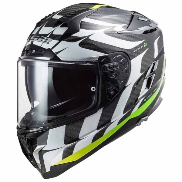 CASCO LS2 CHALLENGER C FLAMES BLANCO BRILLANTE FLUORESCENTE