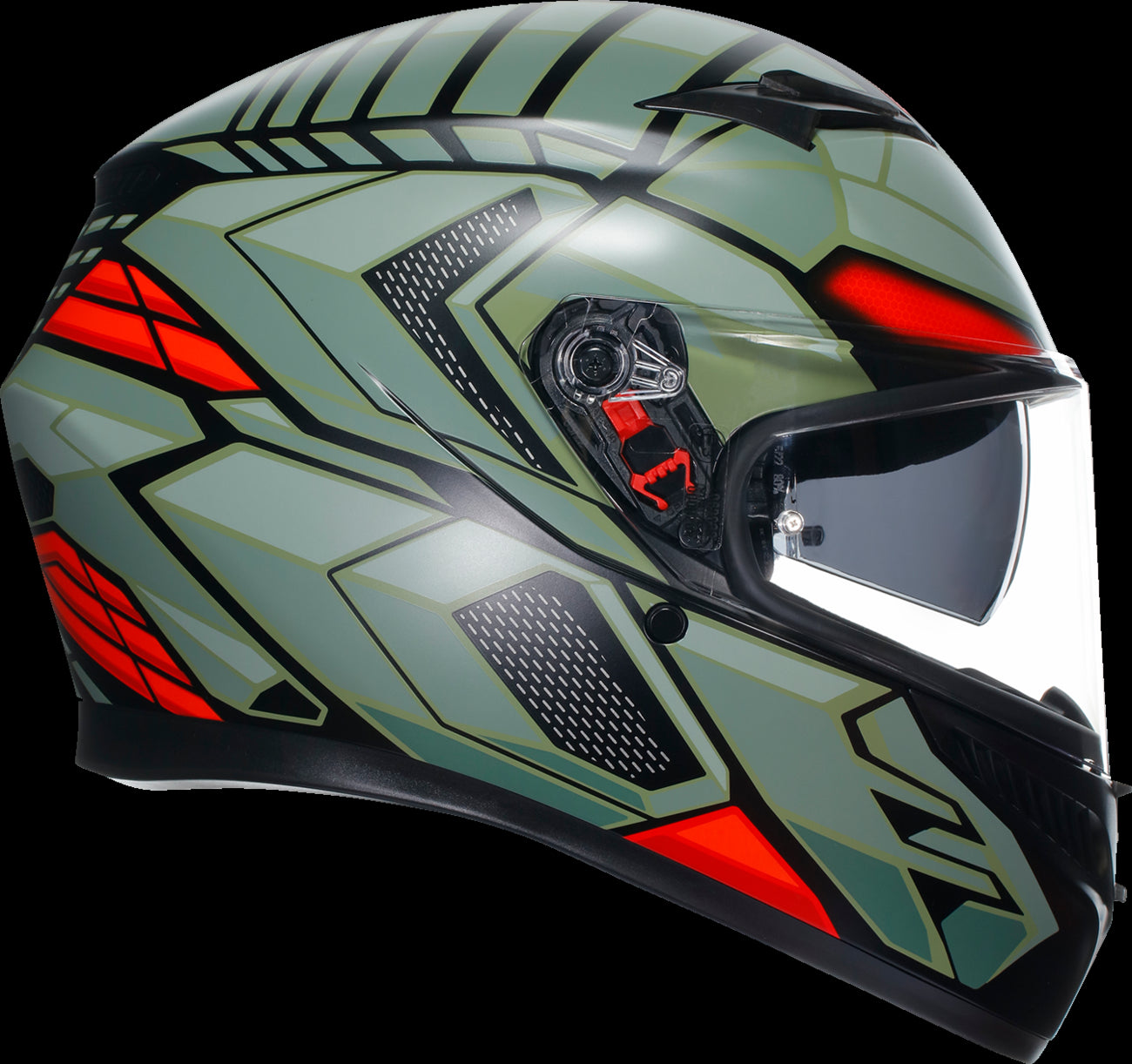 CASCO AGV K3 DECEPT ROJO VERDE NEGRO MATE