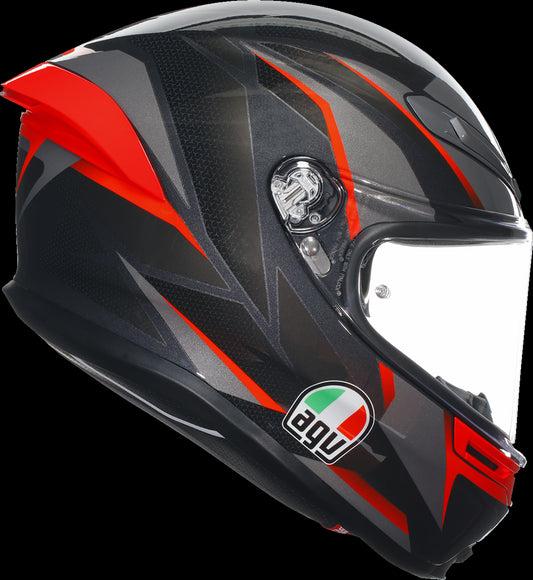 CASCO AGV K6S SLASHCUT NEGRO GRIS ROJO