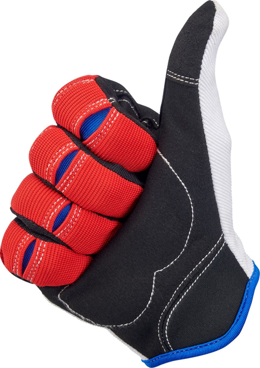 GUANTES BILTWELL MOTO  BLANCO ROJO AZUL