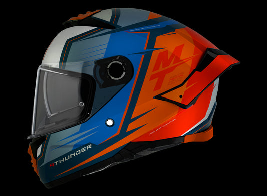 CASCO MT THUNDER 4 SV PENTAL B4 AZUL BLANCO NARANJA