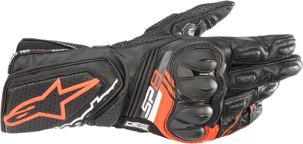 GUANTES ALPINESTARS SP-8 V3  NEGRO ROJO FLUORESCENTE