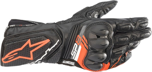 GUANTES ALPINESTARS SP-8 V3  NEGRO ROJO FLUORESCENTE