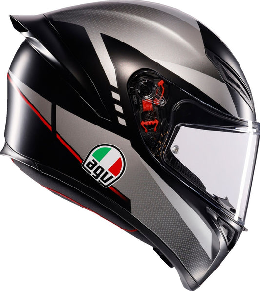 CASCO AGV K1S LAP NEGRO GRIS ROJO