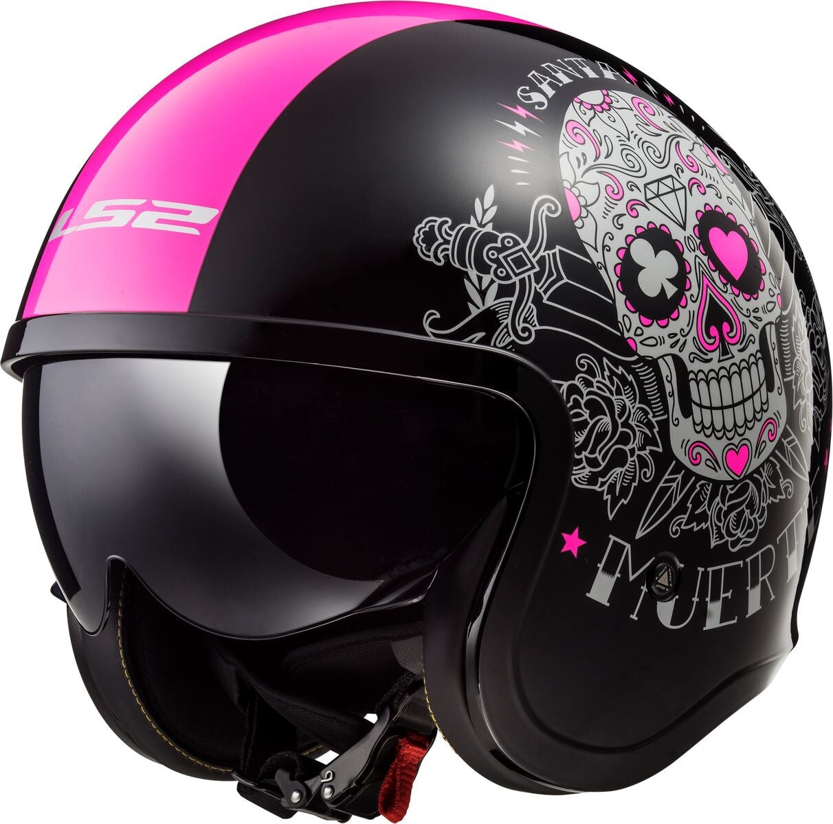 CASCO LS2 SPITFIRE PINK MUERTE NEGRO