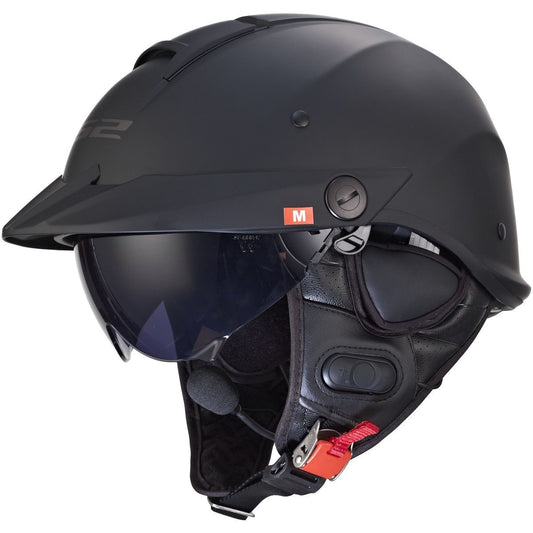 CASCO LS2 REBELLION SOLIDO HALF NEGRO MATE