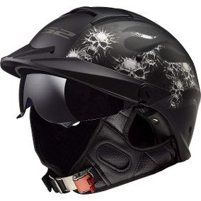 CASCO LS2 REBELLION BONES HALF NEGRO MATE