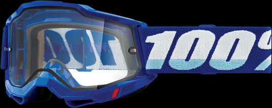 100%  ACCURI 2 ENDURO BLU  DUAL TRANSPARENTE