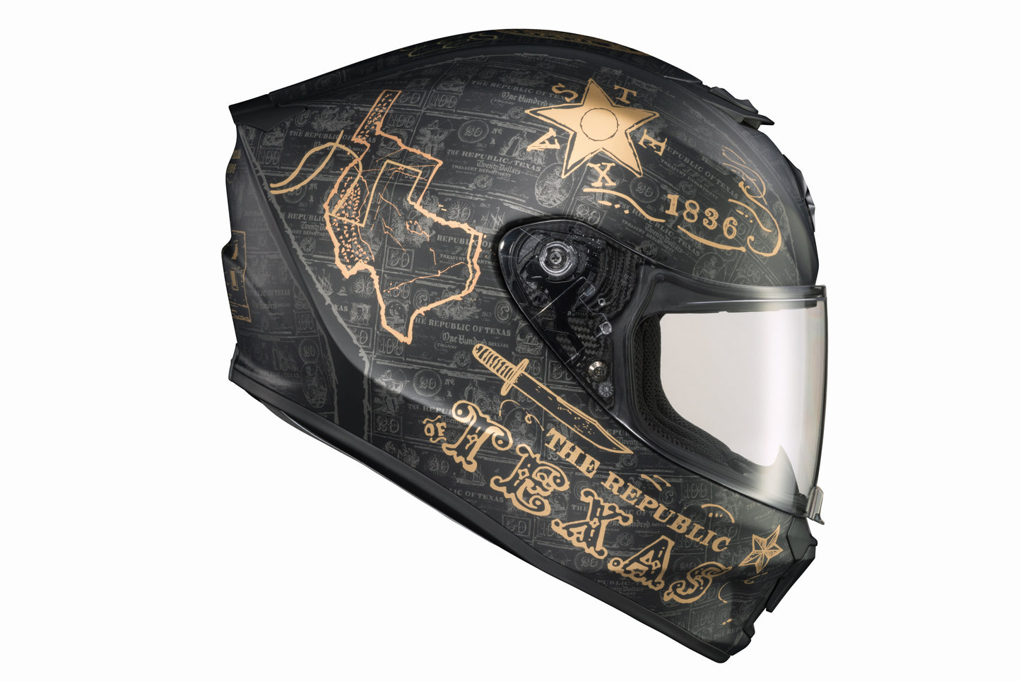 CASCO INTEGRAL SCORPION EXO R420 LONE STAR NEGRO DORADO