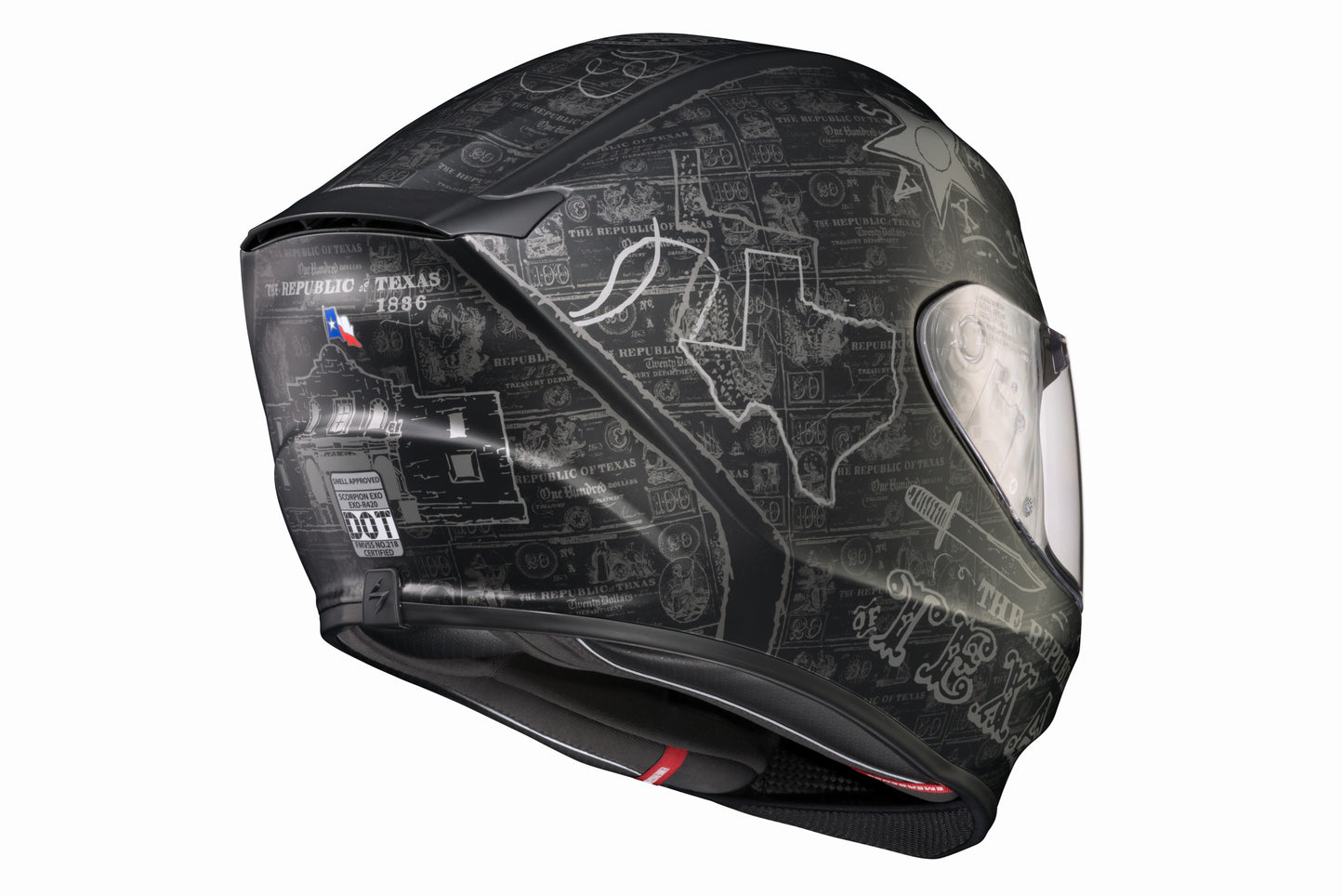 CASCO INTEGRAL SCORPION EXO R420 LONE STAR NEGRO PLATEADO