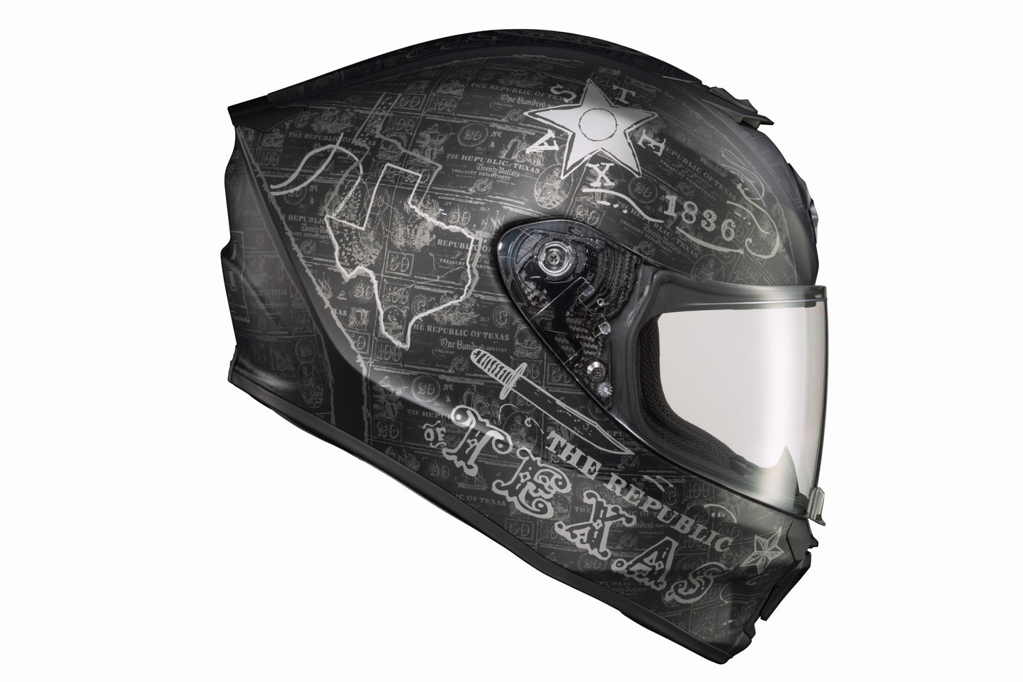 CASCO INTEGRAL SCORPION EXO R420 LONE STAR NEGRO PLATEADO