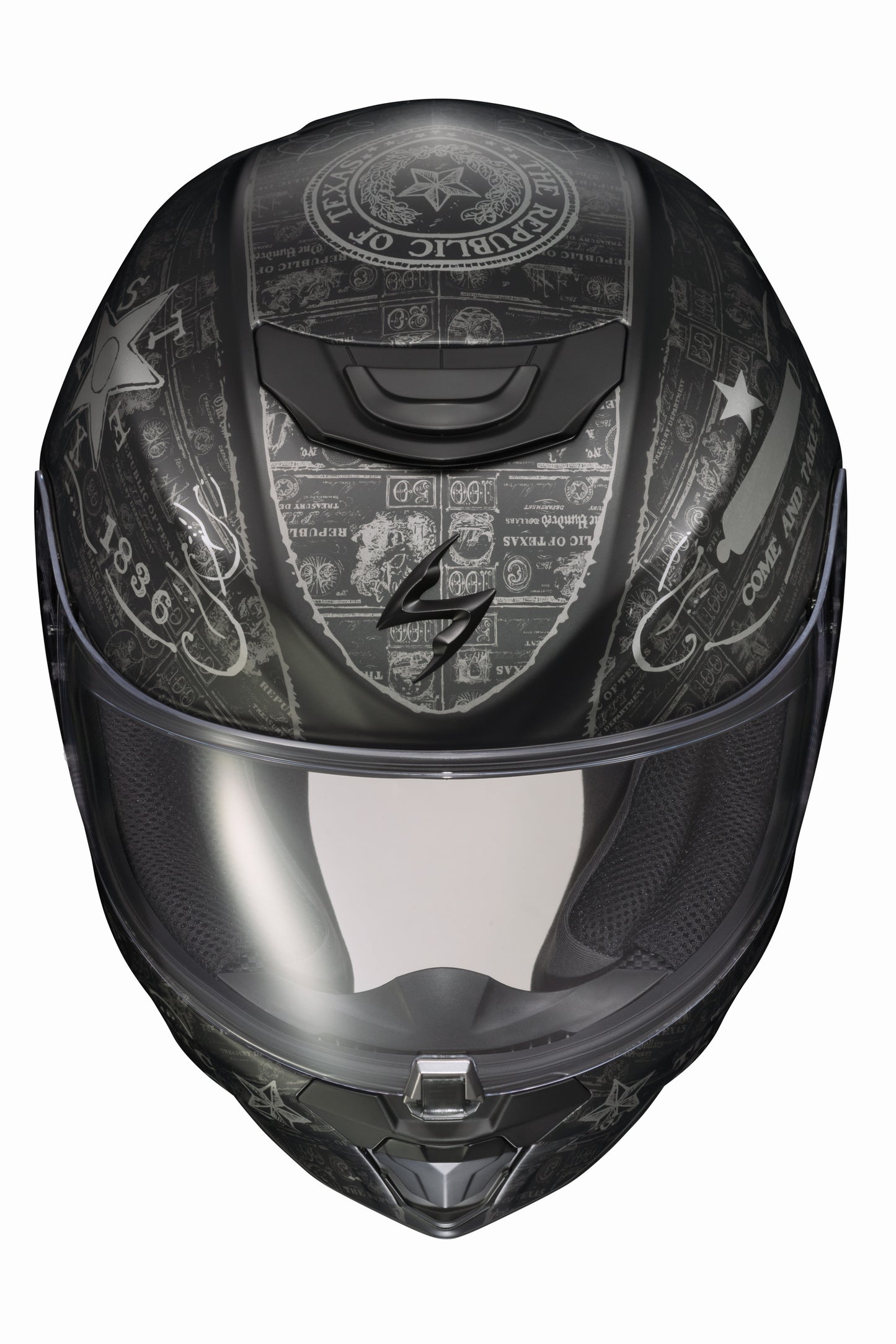 CASCO INTEGRAL SCORPION EXO R420 LONE STAR NEGRO PLATEADO