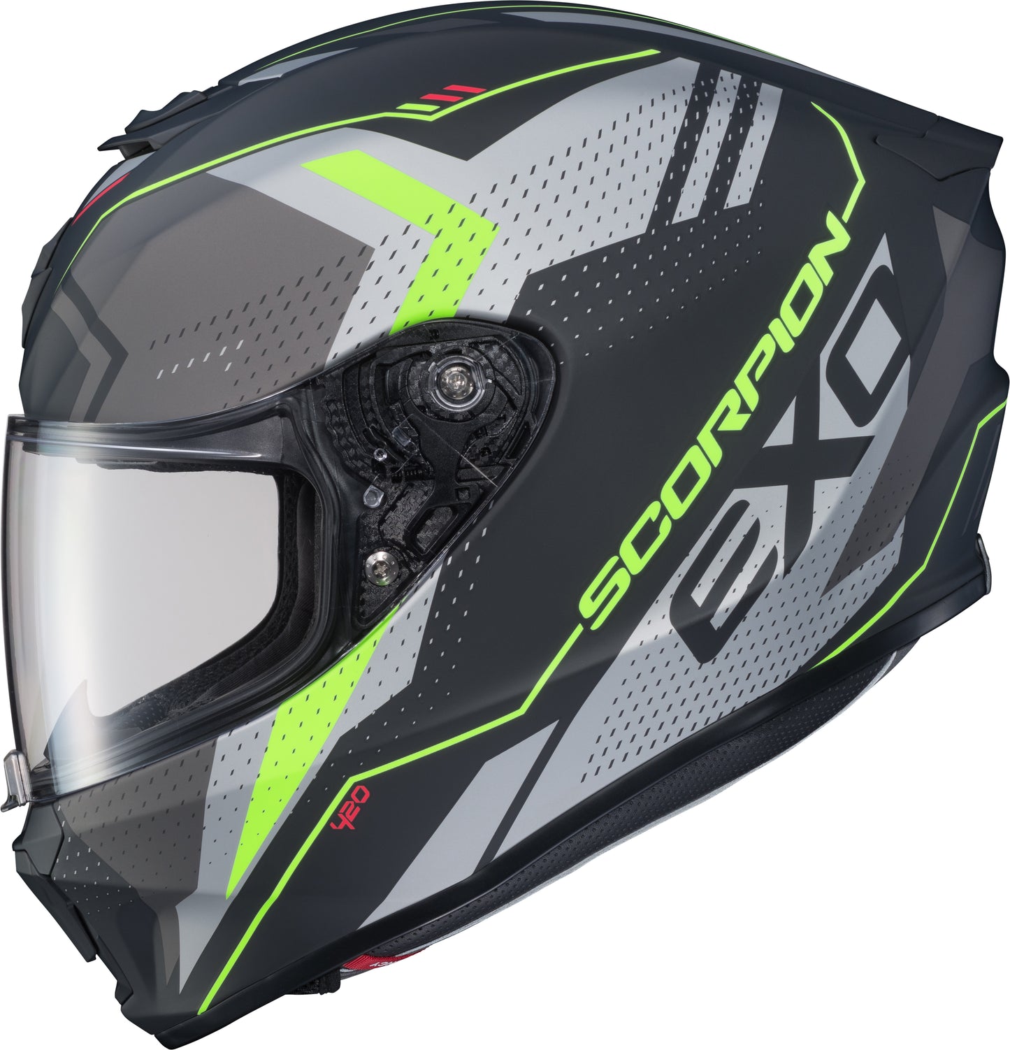 CASCO INTEGRAL SCORPION EXO R420 SEISMIC MATE GRIS FLUORESCENTE