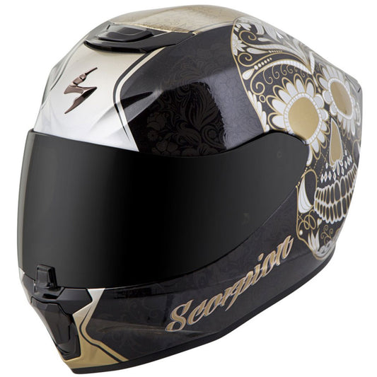 CASCO INTEGRAL SCORPION EXO R420 SUGARSKULL NEGRO DORADO