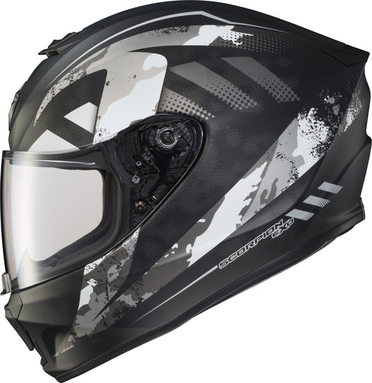 CASCO INTEGRAL SCORPION EXO-R420 DISTILLER MATE NEGRO/PLATA